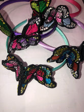 Load image into Gallery viewer, Alice Band with Beautiful Butterflies and Swarovski Crystals.