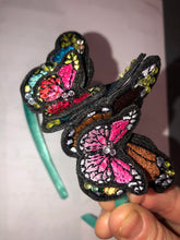 Load image into Gallery viewer, Alice Band with Beautiful Butterflies and Swarovski Crystals.