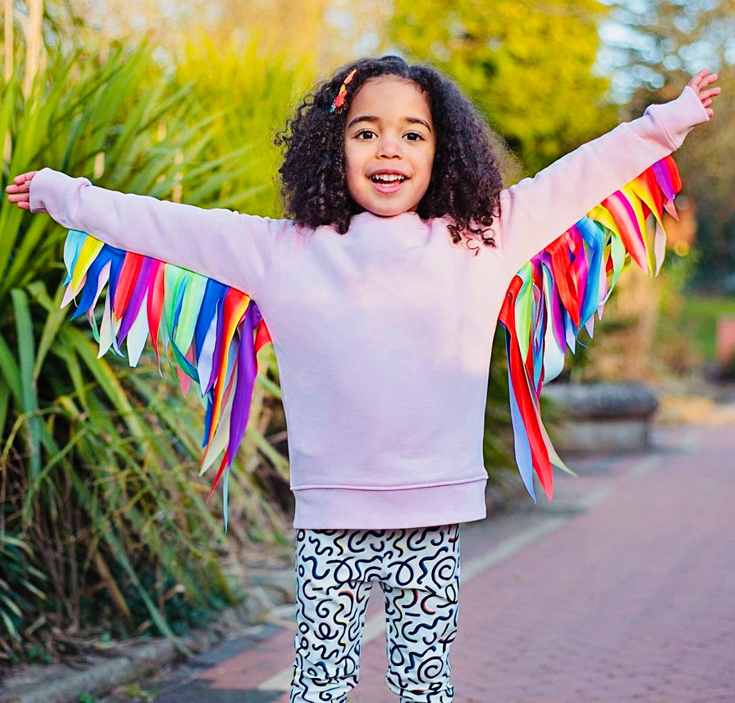 CHILDRENS Organic Sweatshirt with Rainbow Wings
