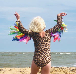 Leopard Leotard - Rainbow Wings
