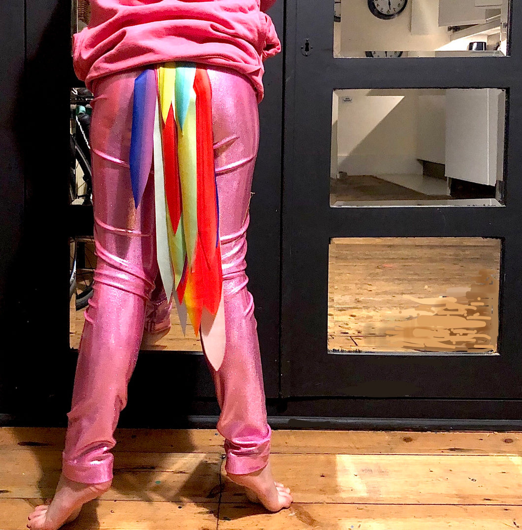 Pink Unicorn Leggings with Rainbow Tail