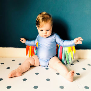 Sky Blue Romper with Rainbow wings